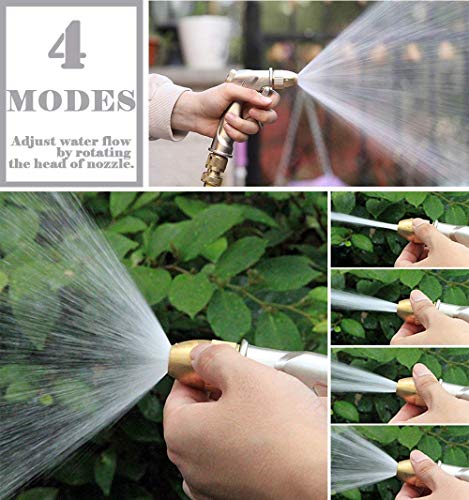 ESOW Garden Hose Nozzle, 100% Heavy Duty Metal Spray Gun with Full Brass Nozzle, 4 Watering Patterns Watering Nozzle- High Pressure Pistol Grip Sprayer for Watering Plants, Car Wash and Showering Dog
