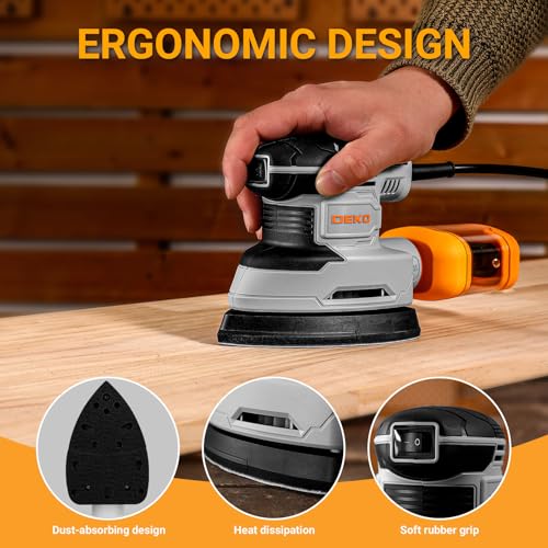 Precision Sander for Wood: DEKOPRO 180W Multifunction Electric Mouse Sander 13000 RPM, 15 Pieces Sanding Cards – for Sanding, Polishing and Removing in Carpentry and DIY
