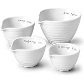 Portmeirion Sophie Conran White Measuring Cups, Set of 4 Fine Porcelain Nesting Prep Tools for Cooking &amp; Baking, Ideal for Wet &amp; Dry Ingredients, Compact for Easy Storage, Dishwasher Safe