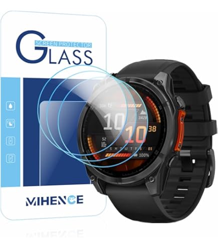 4-Pack Screen Protector For Garmin Fenix 8 51mm Sapphire Solar + 5 Anti-Dust Plugs - 9H Tempered Glass