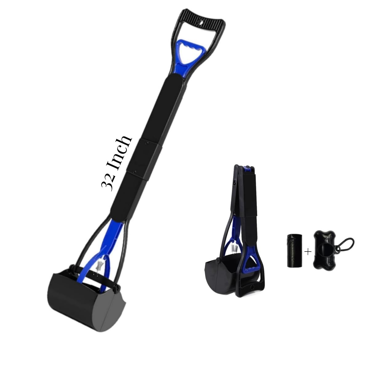Ceasyde Large Dogs Pooper Scooper, 32 inch Long Handle Walking Poo Remover Grabber Picker for Clean Up Medium and Large Dogs Animal Waste or Garden Garbage, No Need To Stoop