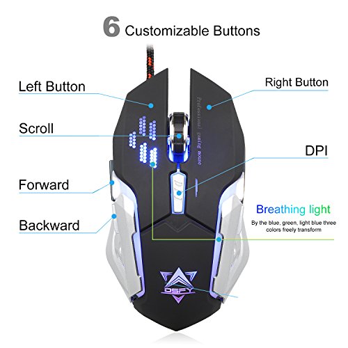 MFTEK Rainbow Backlit Wired Gaming Keyboard and Mouse Combo with LED Glowing PC Over-Ear Headset Set+ Mouse Pad for Gaming Computer - Thumbnail 3