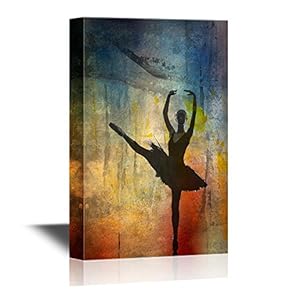 Canvas Wall Art - Ballet Dancers on Pointe on Abstract Background - Gallery Wrap Modern Home Art | Ready to Hang - 12x18 inches