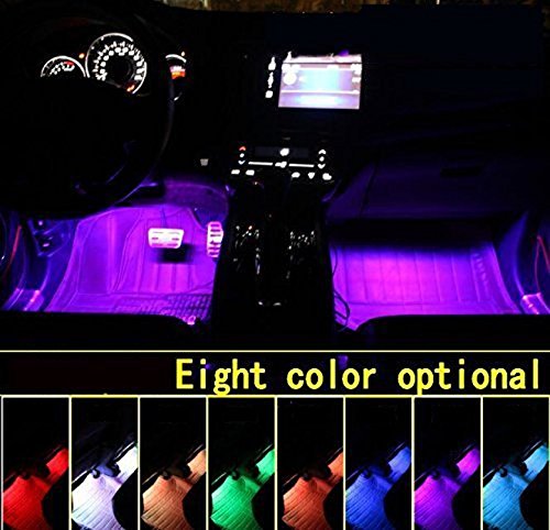 Car LED Strip Light,Yking 4pcs 48 LED DC 12V Multicolor Music Car Interior Lights LED Under Dash Lighting Waterproof Kit with Sound Active Function and Wireless Remote Control, Car Charger Included - Thumbnail 3