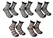 LuluVin 5 Pairs of Women's Casual Crew Socks (Beige with Stripes)