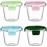 B.GUBOBOYA 4Pack Round Glass Soup Storage Containers with Locking Lids, 24oz Glass Food Containers BPA free, Round Food Conta