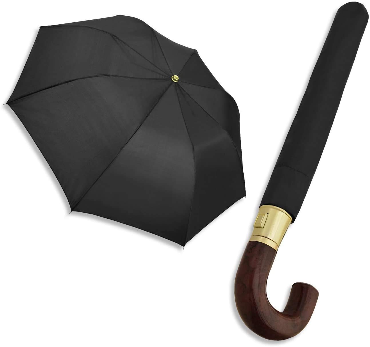 citystores® Folding Black Umbrella Unisex Compact Umbrella with Cover 42cm Lightweight Travel Umbrella for Men Women