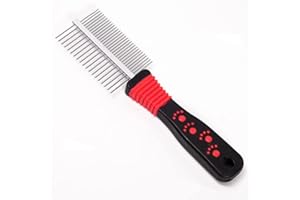 QOOWFEANIG Dog Cat Comb Dog Grooming Comb,Pet Cat Dog Grooming Brush Comb Trimmer Tool Double Sided Fur Rake Tool Pet Comb St