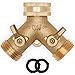 Morvat Heavy Duty Brass Garden Hose Connector Tap Splitter (2 Way) - New and Improved - Outlet Splitter, Hose Splitter, Hose Spigot Adapter with 2 Valves, Plus 2 Extra Rubber Washers primary