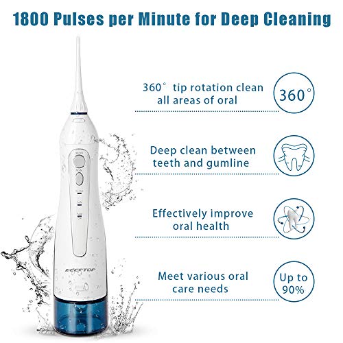 Cordless Water Flosser Dental Oral Irrigator, Portable Teeth Cleaner with 310ml Capacity 3 Modes 4 J - //coolthings.us