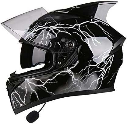 Mens Motorcycle Helmet Full Overlay With Bluetooth Locomotive Racing Seasons Helmet Full-Face Open-Face Helmets Flip-Up Helmets Youth Hard Hat,F-M（54-57cm）