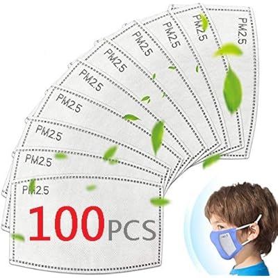 100Pcs) Face Mask Filters for Kids, 5-Layer Replaceable Filters for Masks, Activated Carbon Face Cover Filters
