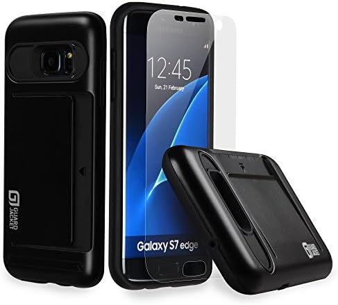 Samsung Galaxy S7 Edge Phone Case+ Bonus Screen Protector-Shock Absorbent, Heavy Duty and drop Protective Slim Fit case-Protect your new Phone Investment with the Latest and Stylish Card Clip Pocket.