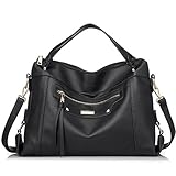 Realer Large Capacity PU Leather Handbag for Women Office Shoulder Bag Black