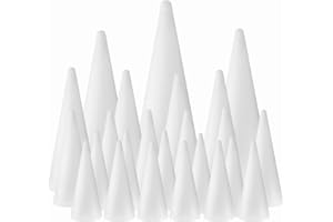 FFchuanhe 24-Pack Craft Foam Cones, Foam Tree Cones, Assorted Sizes White Polystyrene Cones Shaped Foam (4.6.8.10.12in), for Arts and Crafts, Christmas Tree, Wedding, Birthday, DIY Home Craft Project