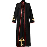 COSDREAMER Mens Clergy Pastor Robe Preacher Cassocks Mens Praise Worship Robes Costume
