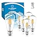 Hudson Bulb Co. Vintage Edison LED Light Bulbs, 6W, E26/E27 Base, Dimmable 60W Equivalent, 4000K Daylight White Lights, ST58 Style Set for Home, Kitchen, Indoor and Outdoor Use - 6 Pack