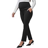 MARI GABRIEL Womens Work Pregnancy Pants Business Skinny Leg Over Belly Office Pregnancy Trousers for Pregnant Women