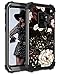 LONTECT Compatible Galaxy S9 Case Floral 3 in 1 Heavy Duty Hybrid Sturdy High Impact Shockproof Protective Cover Case for Samsung Galaxy S9 - Flower/Black