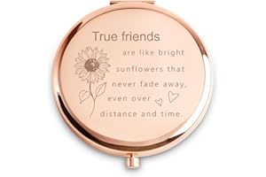 COYOAL Friendship Gifts for Women Girls, Personalized Engraved Compact Mirrors for Sister Bestie, Basket Stuffers, Unique Female Friend Presents for Valentines Day, Birthday, Galentines Day