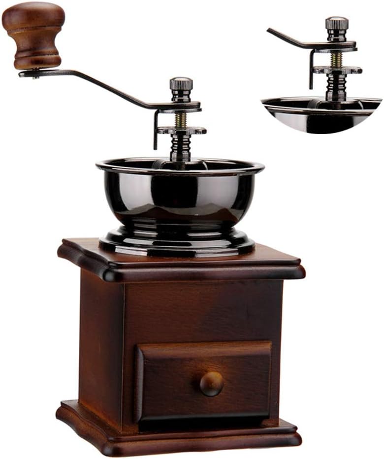 UIUJ Hand Crank Grinder, Manual Household Grinder, Coffee Bean Grinder, Coffee Grinder, Household Cast Iron Grinding Core, Drawer Pull-Out Design, Powder Taking Design