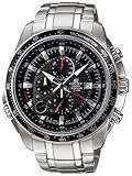 Men's Stainless Steel Edifice Black Dial Alarm Chronograph Tachymeter