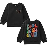AFUKUIA Big Sister Sweatshirt for Toddler Baby Girl Cool Big Sis Club Pullover Shirt Kids Crewneck Long Sleeve Fall Outfit