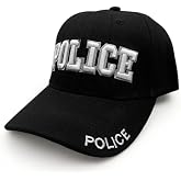 Freedom Farms Police Hat Law Enforcement Baseball Cap - White Embroidery Police Front &amp; Bill - Hook &amp; Loop Adjustable Size