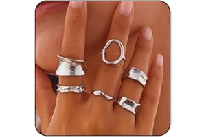 ONBRIG Chunky Gold & Silver Rings Set - Adjustable Thick Statement Rings for Women
