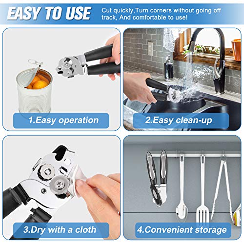 Manual Can Opener+ Multifunctional Blade, Safety Kitchen Stainless