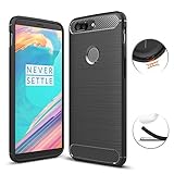 OnePlus 5T Case, TopACE Ultra Slim Thin Carbon Fiber Scratch Resistant Shock Absorption Soft TPU Protective Cover for OnePlus 5T (Black)