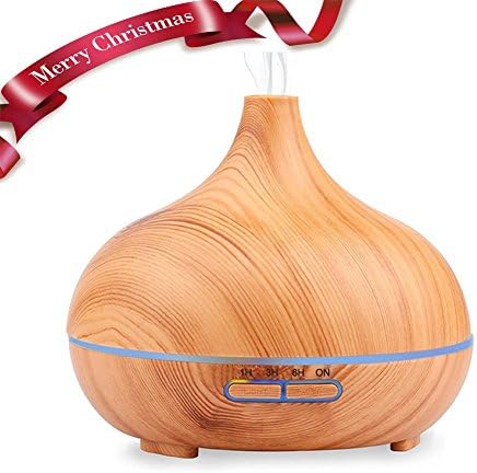 Seamei 550ml Essential Oil Diffuser Aroma Diffuser ,Wood Grain Ultrasonic Humidifier Cool Mist Diffusers with 7 Color LED Lights for Home Yoga Office,Waterless Auto Shut-off