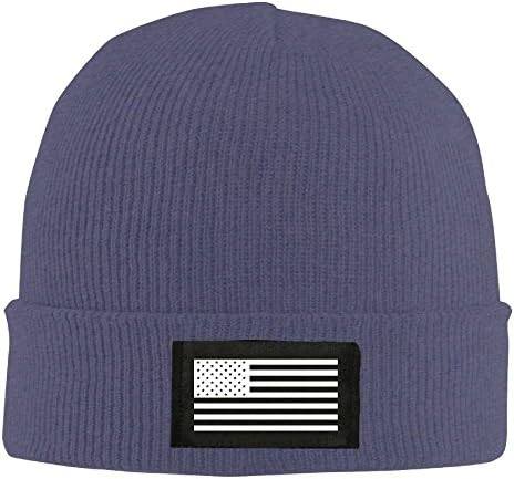 JJZ Unisex USA Flag White Winter Beanie Hat Skull Cap Navy