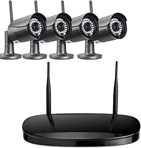 Titathink TT900WK 4CH Security Camera System, WiFi NVR kit, 4pcs 720P HD wireless IP66 cameras, 20M Night Vision, iOS/Android APP for remote viewing