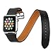 BEOOTCR Soft Genuine Leather Watch Replacement Bands straps with Classic Metal Buckle for apple watch series 38mm or 42mm in black or brown (Double Tour Series Black 38mm)