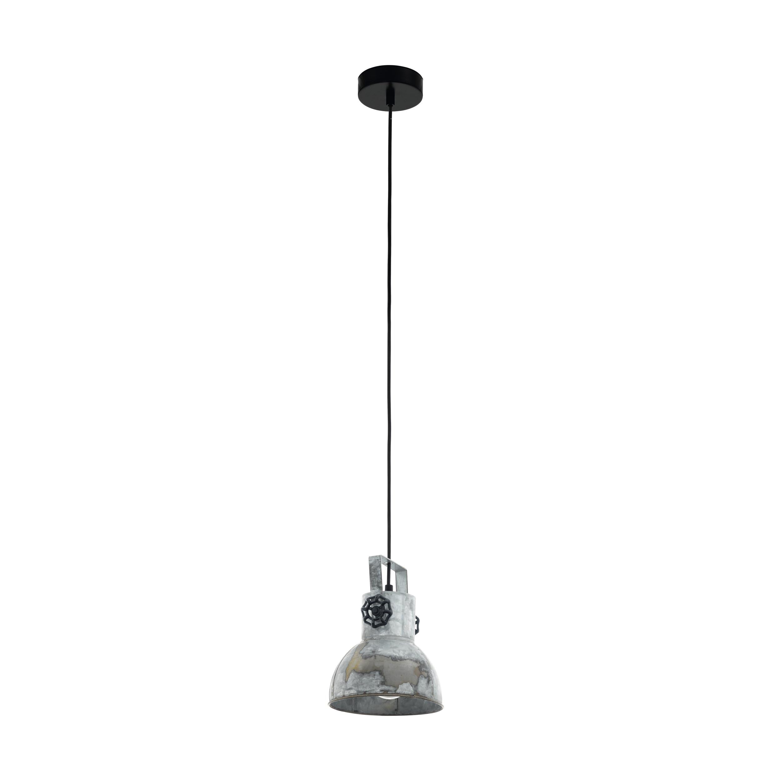 Eglo Barnstaple Pendant Lamp, Single-Light Vintage Hanging Lamp in Industrial Style, Retro Steel Pendant in Zinc Used Finish, Rust Effect, Black, E27 Socket — image 1