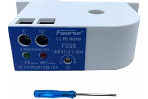 FEARLIE Current Sensing Switch, Normally Open AC Sensor 0.2-50A Detectable, High Precision Monitoring Relay​（F006）