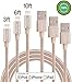 Anbso 3Pack 3FT 6FT 10FT Nylon Braided Charging Cable Data & Sync Charging Cord 8-Pin Lightning to USB Cable Charger for iPhone 7/ 7 Plus/6/6s/6 plus/6s plus, iPhone 5/5s/5c,iPad, iPod(gold)