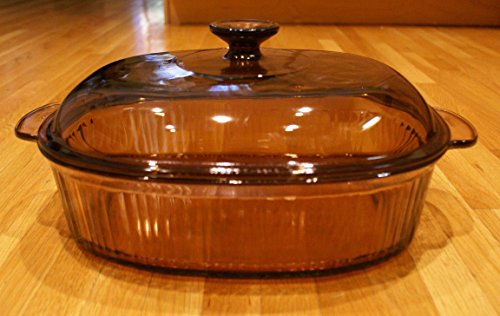 Click Here to See More Images Corning Vision Visions 4 L (4 Qt.) Amber Covered Oval Roaster Casserole with Lid