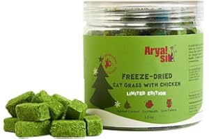 Arya Sit! - Freeze-Dried Single Ingredient Food Topper (Cat Grass with Chicken Breast)