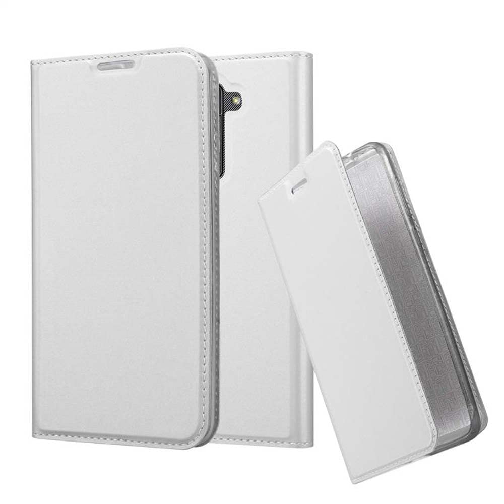 cadorabo Book Case works with LG Stylus 2 in CLASSY SILVER - with Magnetic Closure, Stand Function and Card Slot - Wallet Etui Cover Pouch PU Leather Flip