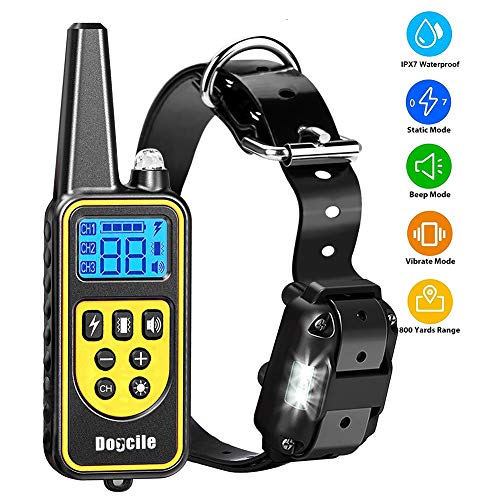YISENCE Dog Training Collar, Dog Shock Collar with Remote 2500FT Shock Collar for Dogs IPX7 Waterproof Rechargeable w/Beep 99 Levels Vibrate Shock Modes Shock Collar for Small Dogs Medium Large Dogs