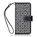 iPhone 6S Case, Terrapin [Black] [Etched Floral Pattern] Textured PU Leather Wallet Case with Card Slots ID Window Cash Compartment and Detachable Wrist Strap Case for iPhone 6 / 6S - Black