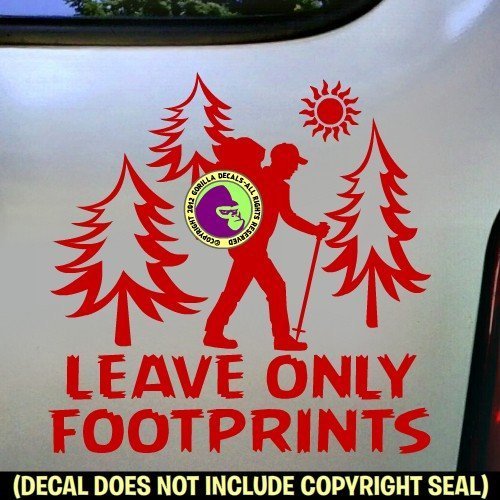 LEAVE ONLY FOOTPRINTS Hiker Vinyl Decal Sticker E