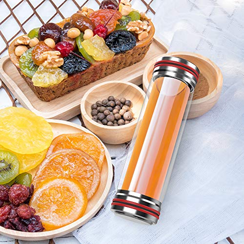 BINE 14oz Glass Tea Infuser Bottle Tumbler Strainer for Loose Leaf, Herbal, Green or Ice Tea Cold Brew Coffee Mug or Fruit Infusion Hot or Cold Water Travel Bottle Free Travel Sleeve