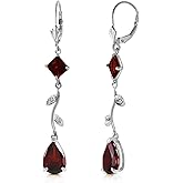 14k White Gold Chandelier Earrings with Diamonds and Garnets