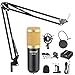 NEEWER NW-800 Condenser Microphone (Gold) with Suspension Boom Scissor Arm Stand, Table Mounting Clamp, Pop Filter and 48V Phantom Power Supply