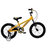 Royalbaby Bull Dozer Fat Tire kids bike, 16 inch or 18 inch, All-Terrain Boy's bike for energetic kids, BURLY kid's bike with training wheels and kickstand, 2017 newly-launched, Yellow