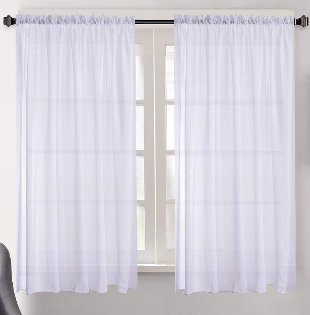 Megachest cotton look voile sheer slot top curtain a pair (cotton-look snow white, 56" wideX108 drop)