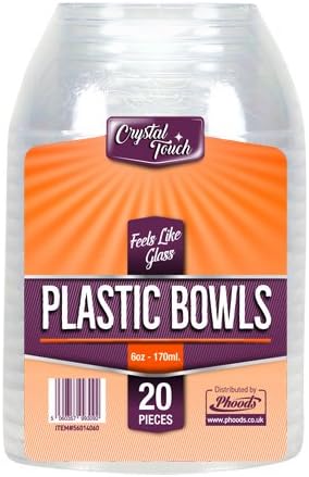 Clear Plastic Disposable Party Bowls Hard Extra Strong Heavy Duty Reusable Desert Bowls (6 Oz.- 170ml.)